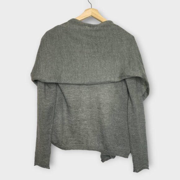 🍂🍁 Talbots Open Cardigan Sweater Attached Scarf Grey Size S/M - Picture 2 of 7